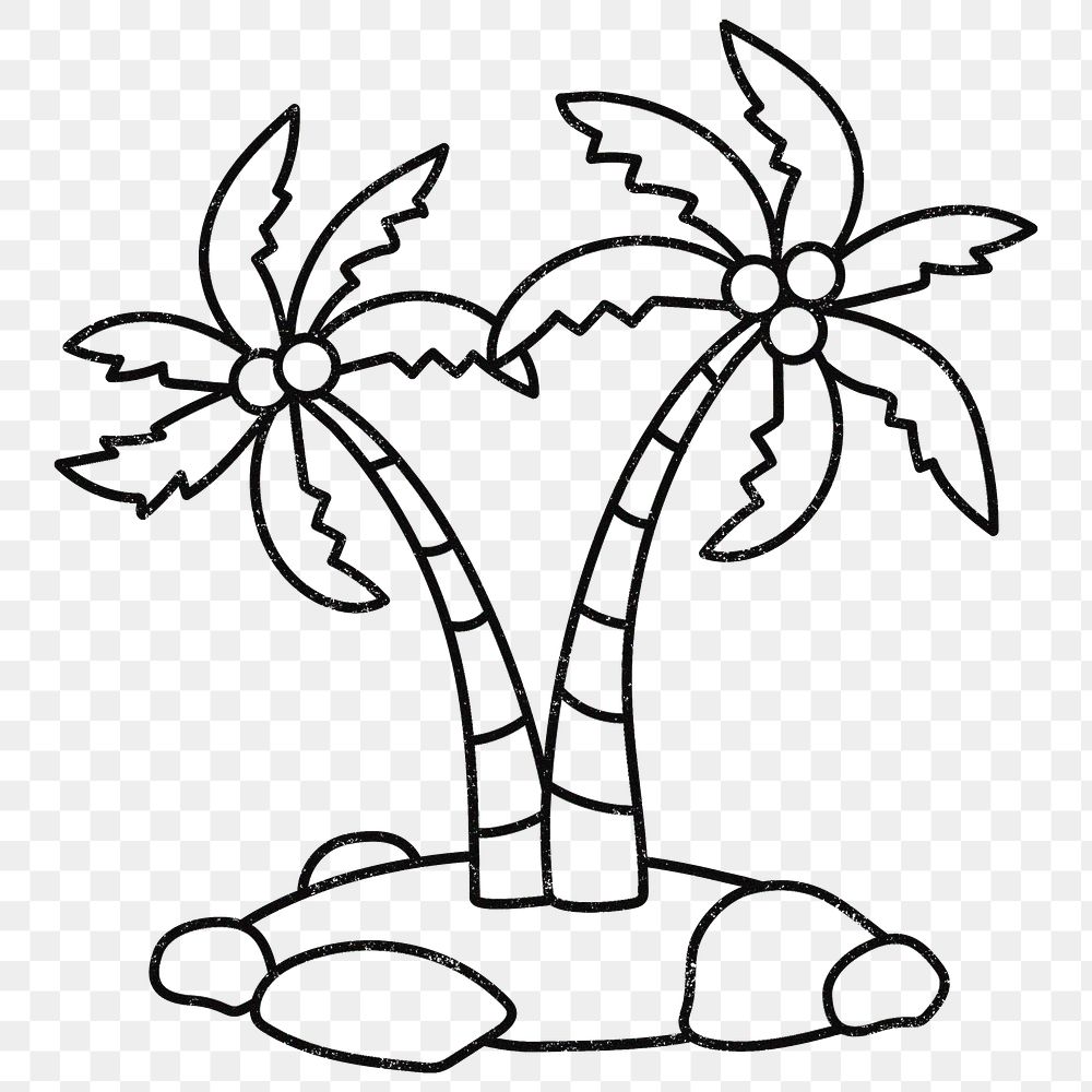 Coconut tree png sticker, doodle,  transparent background