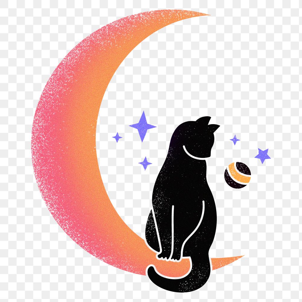 Moon cat png sticker, transparent background