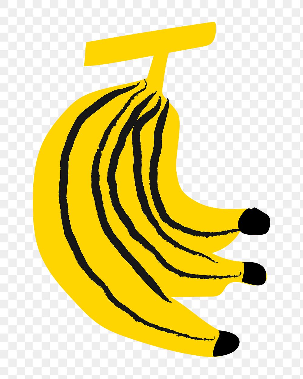 Banana png sticker, fruit doodle, transparent background