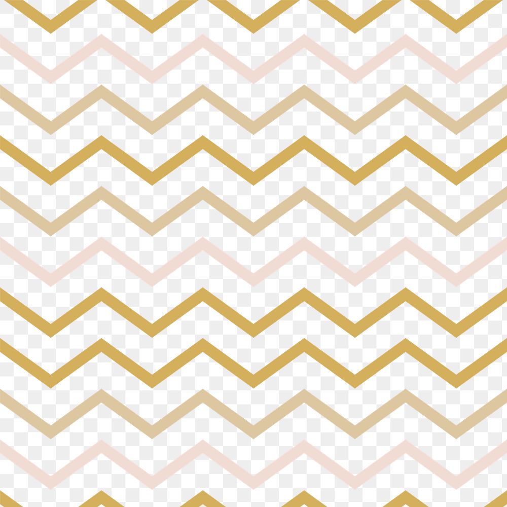 Zigzag pattern png, gold geometric design, transparent background