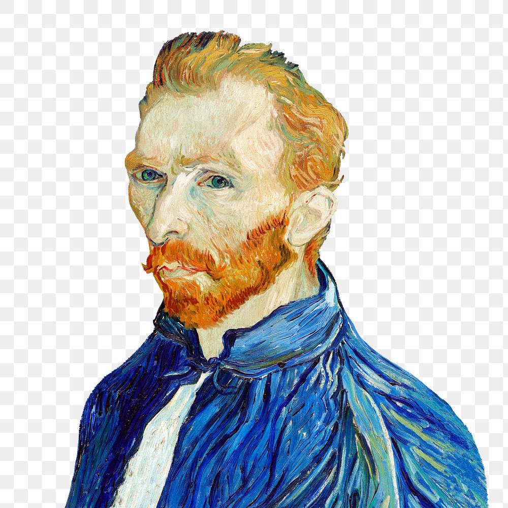 Png Van Gogh sticker, vintage self portrait illustration, transparent background