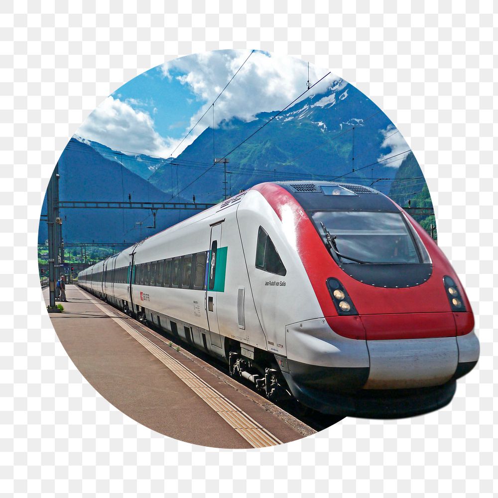 Speed train png sticker, transportation photo badge, transparent background