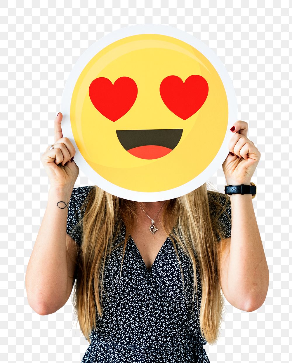 Heart eyes emoji png sticker, transparent background