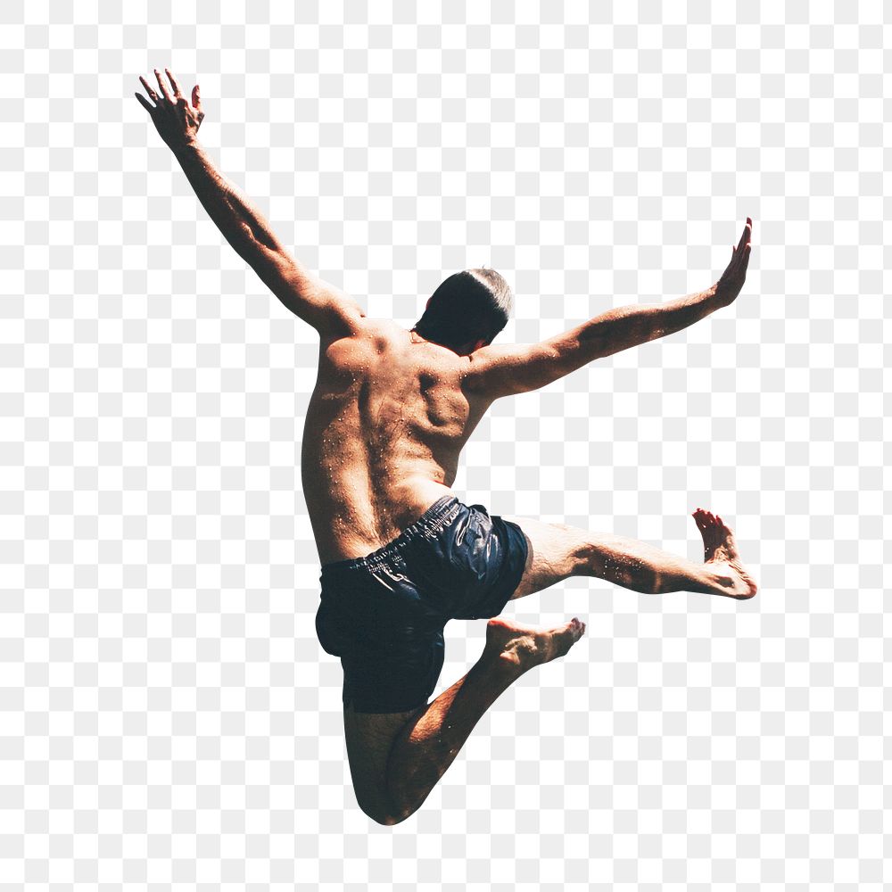 PNG Man jumping, collage element, transparent background