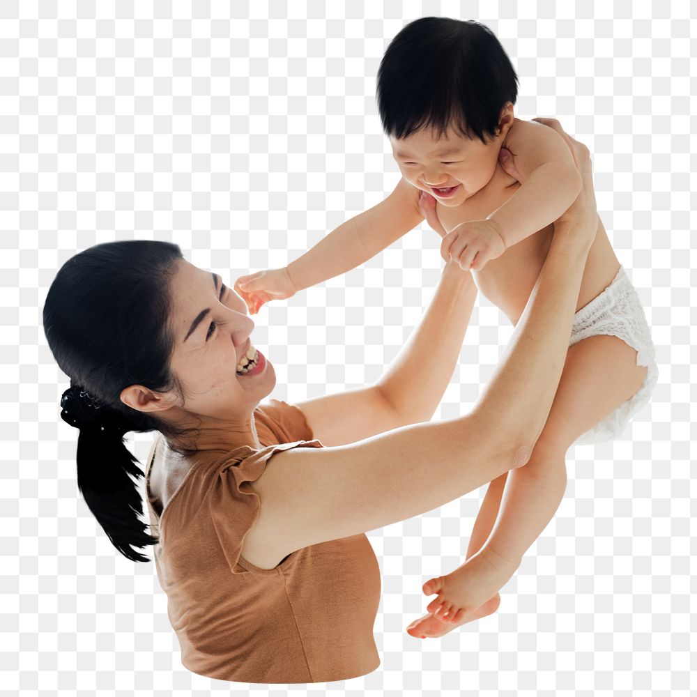 Mother holding toddler png sticker, transparent background