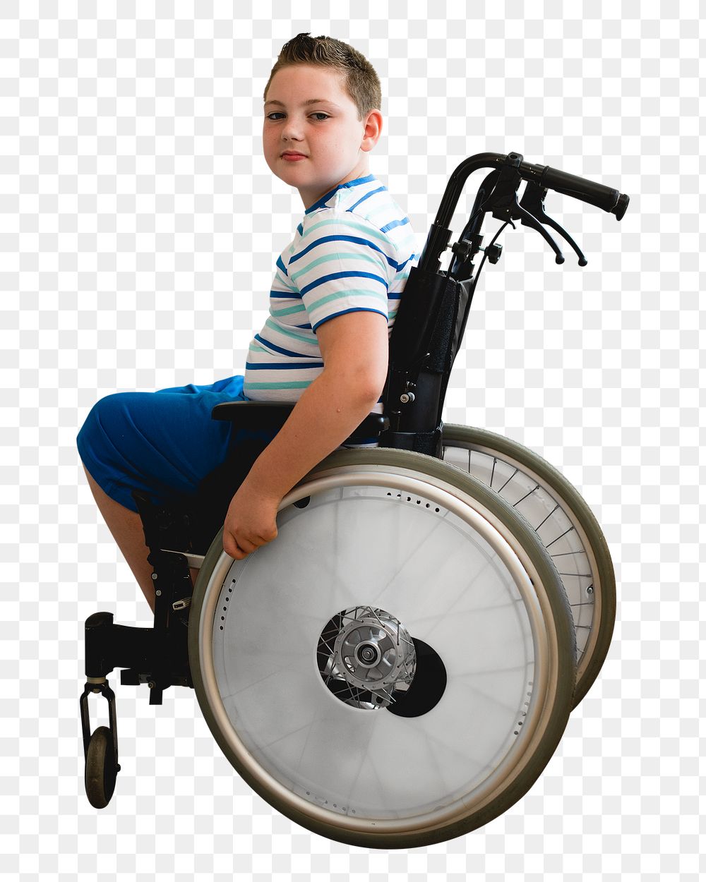Boy in wheelchair png sticker, transparent background