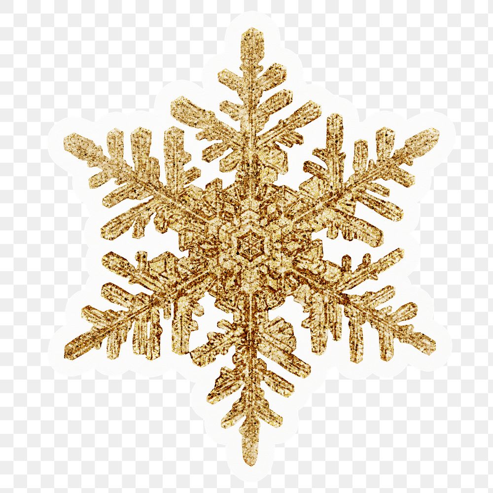 Gold snowflake png sticker, winter, transparent background