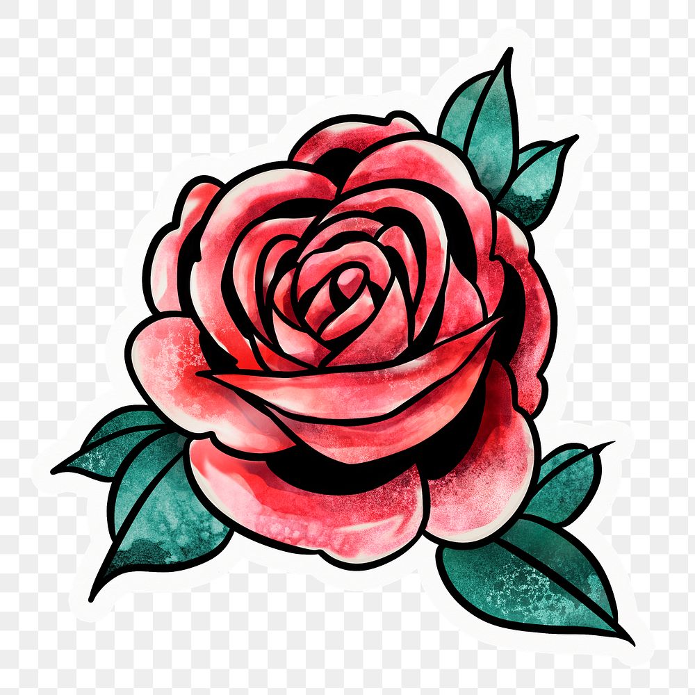 Red rose png sticker, aesthetic illustration, transparent background