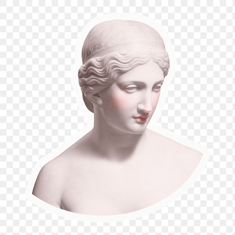 Png Greek goddess statue sticker, aesthetic design, transparent background