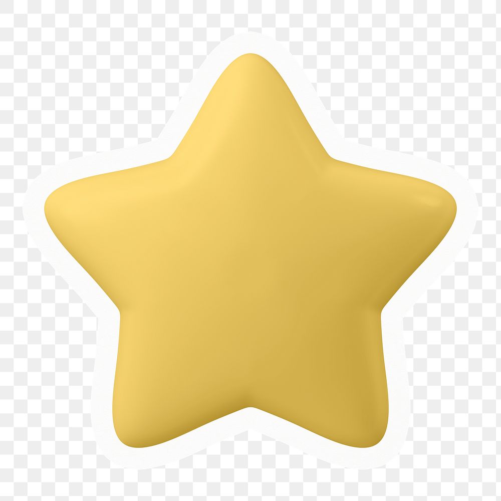 3D star png sticker, cute illustration, transparent background