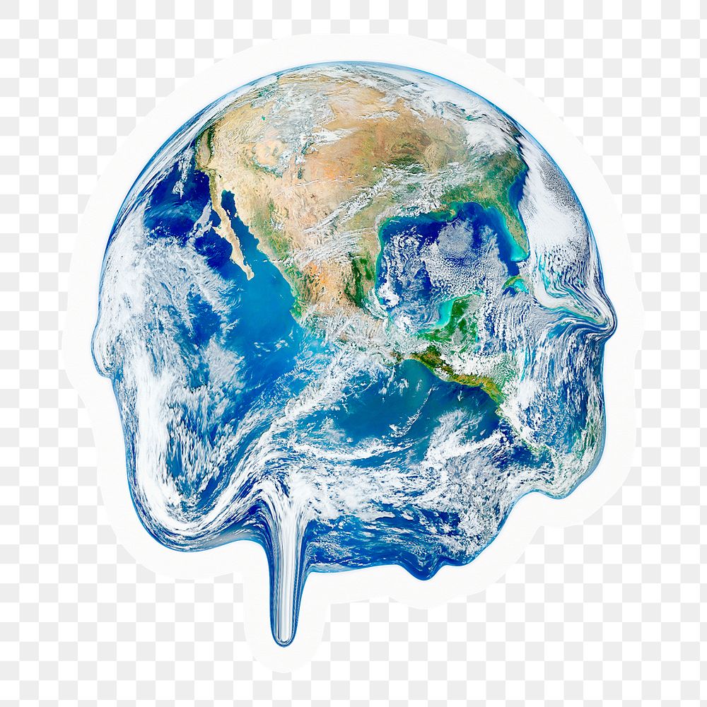 Melting earth png sticker, global warming, transparent background