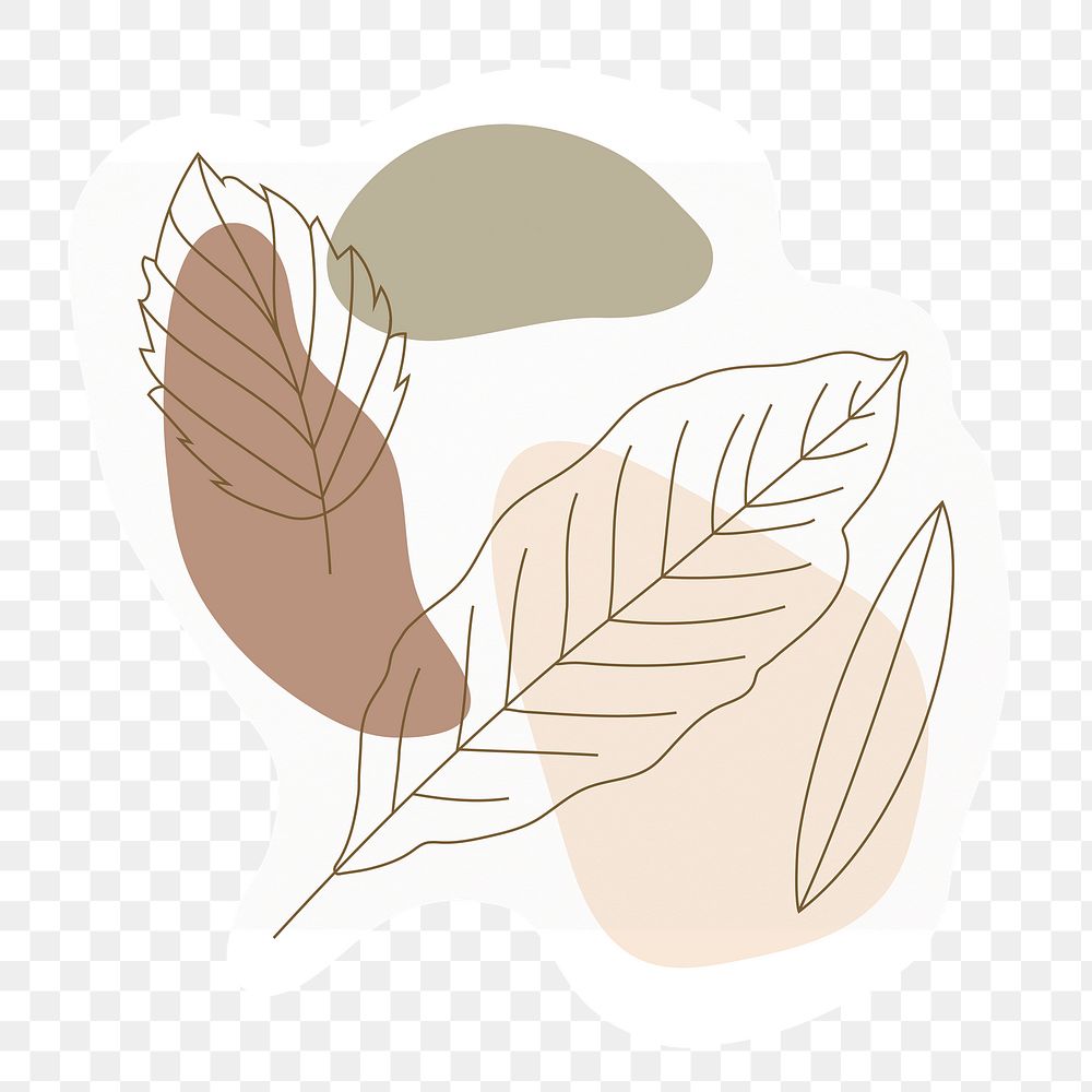 Leaf line art  png sticker, drawing illustration, transparent background