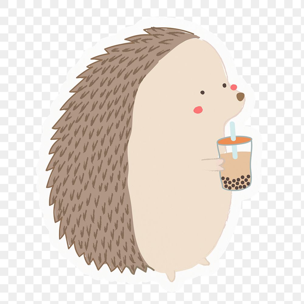 Cute hedgehog png sticker, drawing illustration, transparent background