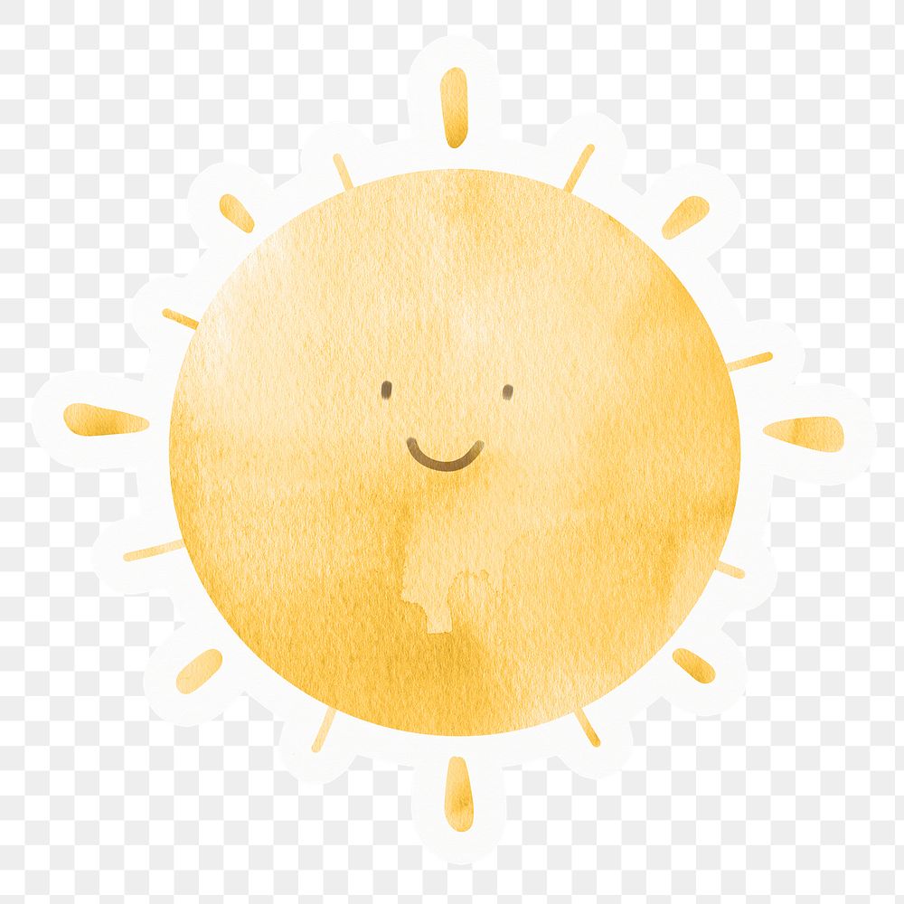 Smiling sun png sticker, drawing illustration, transparent background