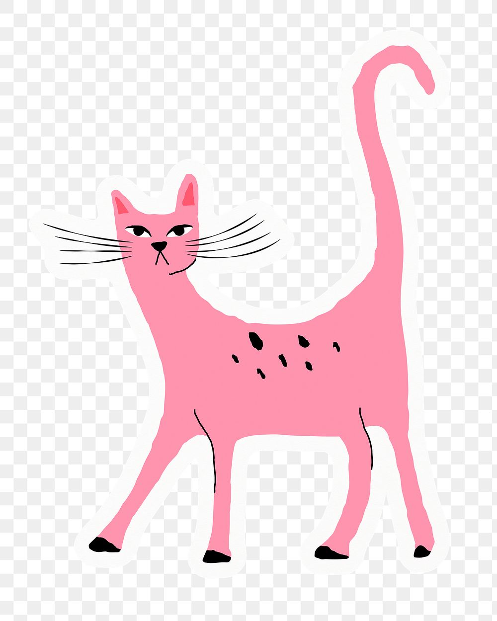 Pink cat png sticker, drawing illustration, transparent background