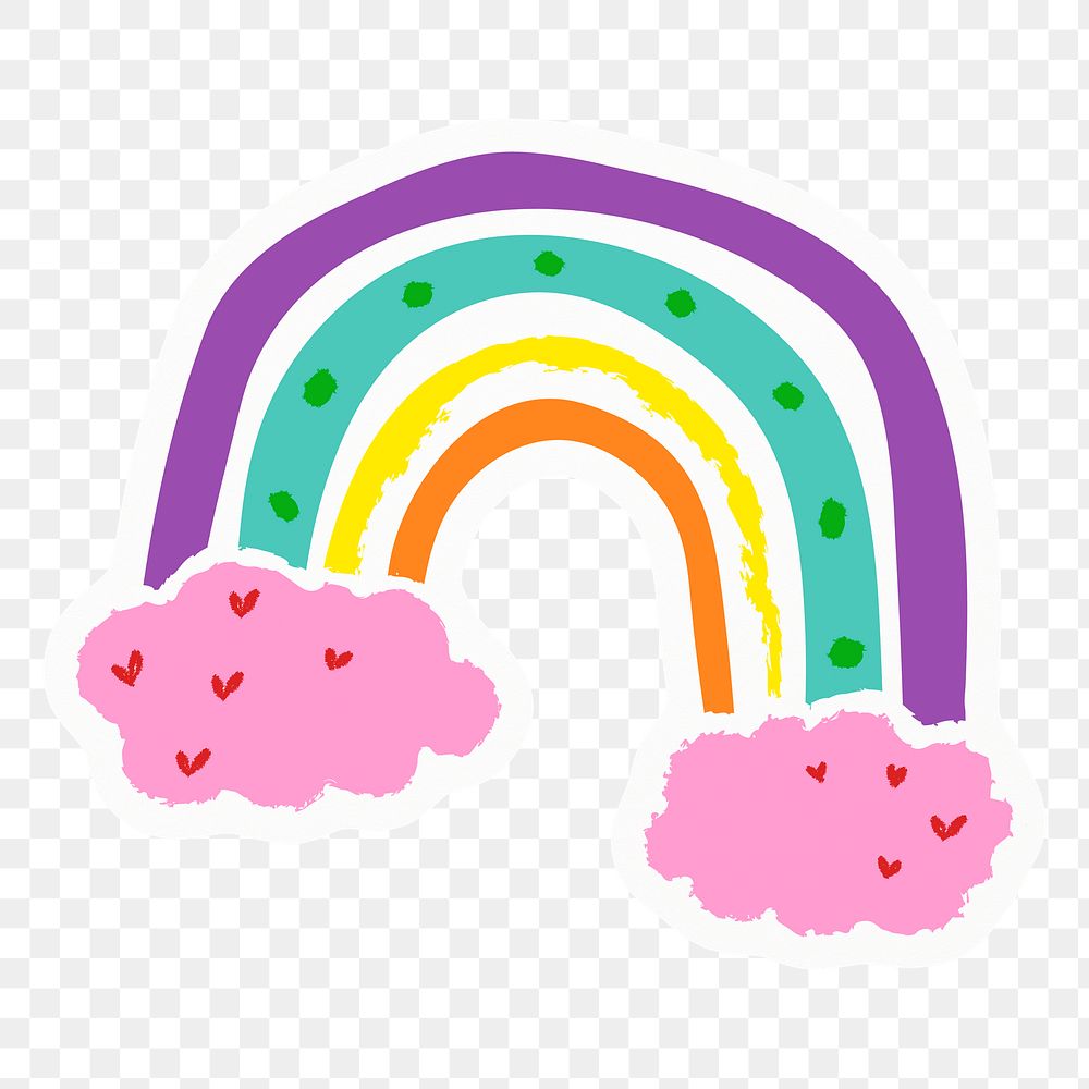 Cute rainbow png sticker, funky colors illustration, transparent background