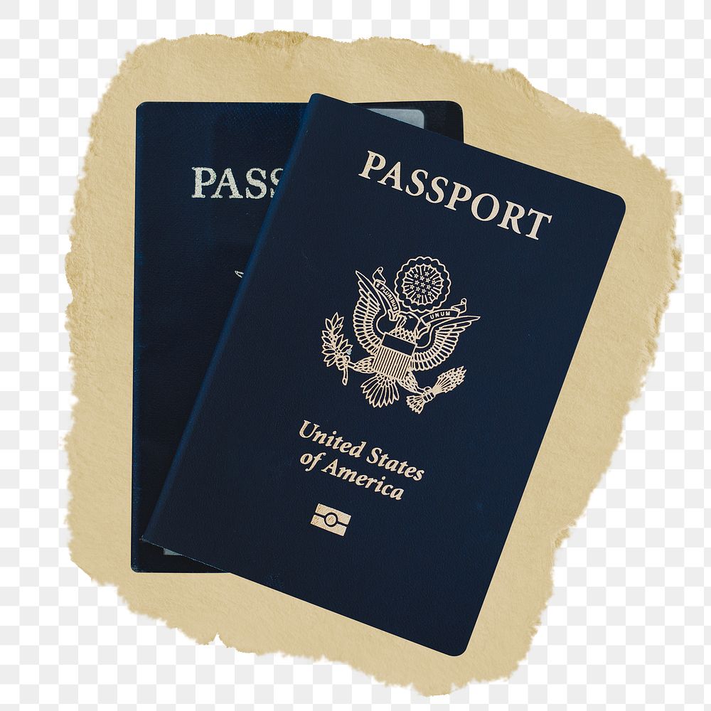 US passport png sticker, ripped paper transparent background