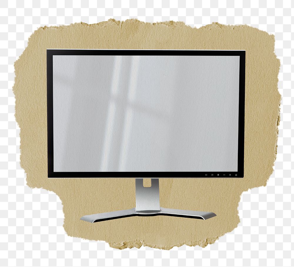 Desktop Computer png sticker, ripped paper transparent background