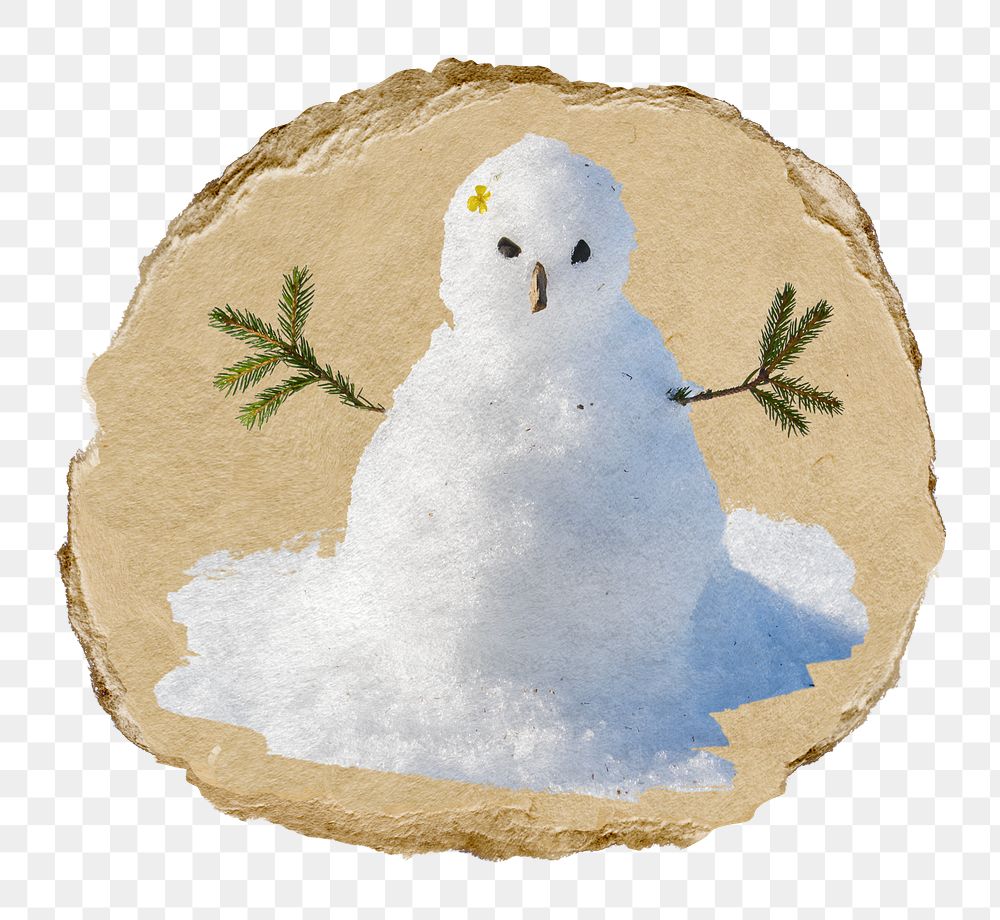 PNG Funny snowman outside on winter day, collage element, transparent background