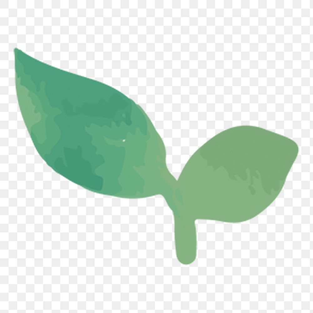 Watercolour leaves png sticker, eco-friendly, transparent background