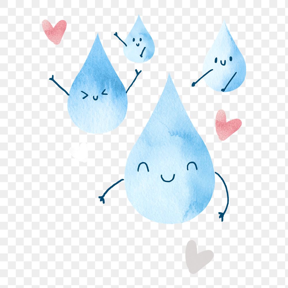 Png cute water droplet sticker, transparent background