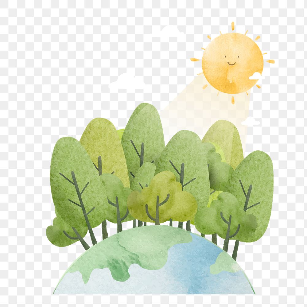 Forest png sticker, watercolor, transparent background