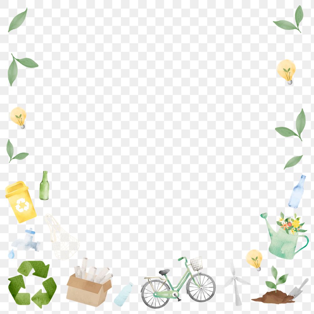Earth day png sticker frame, watercolor, transparent background
