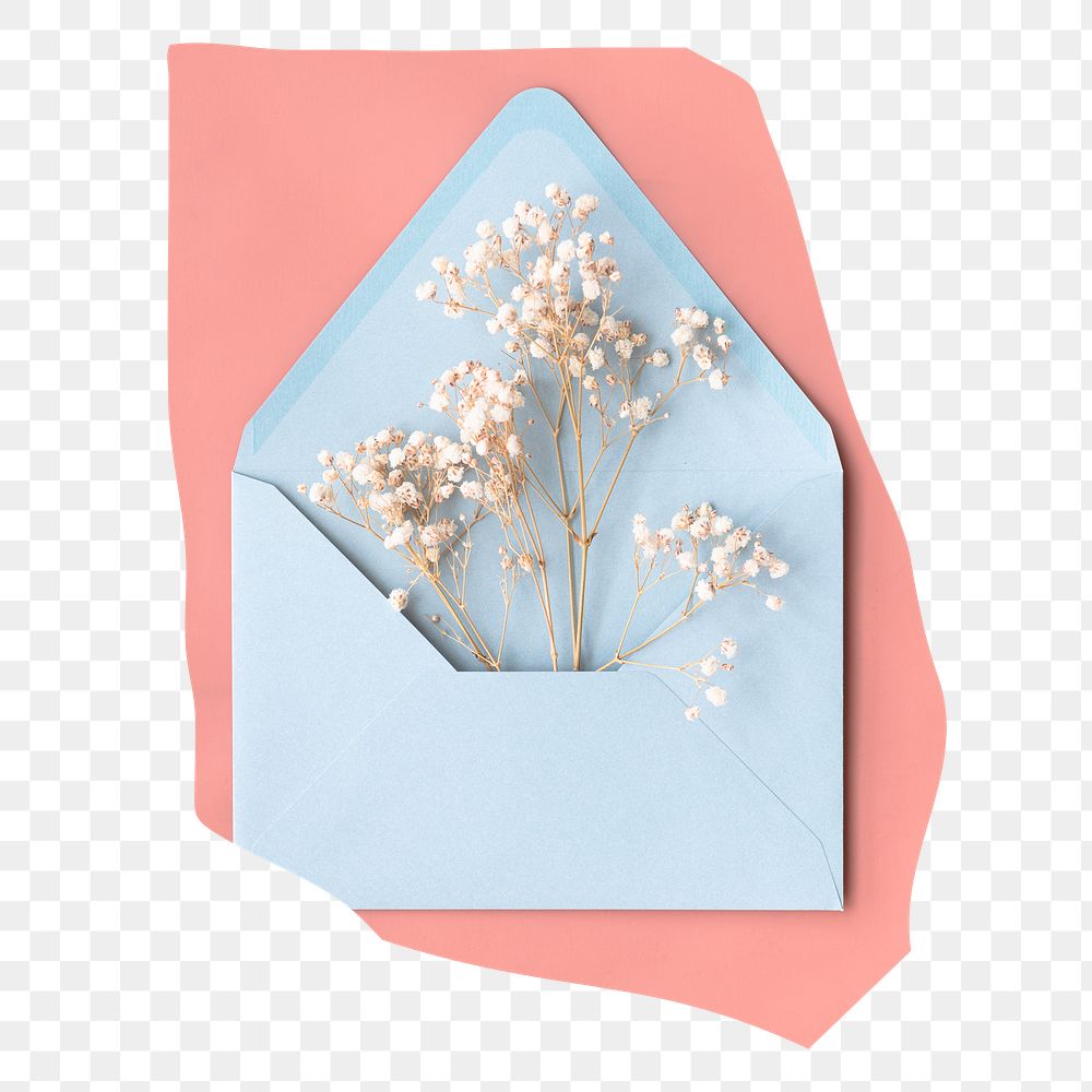Flower envelope png sticker, transparent background