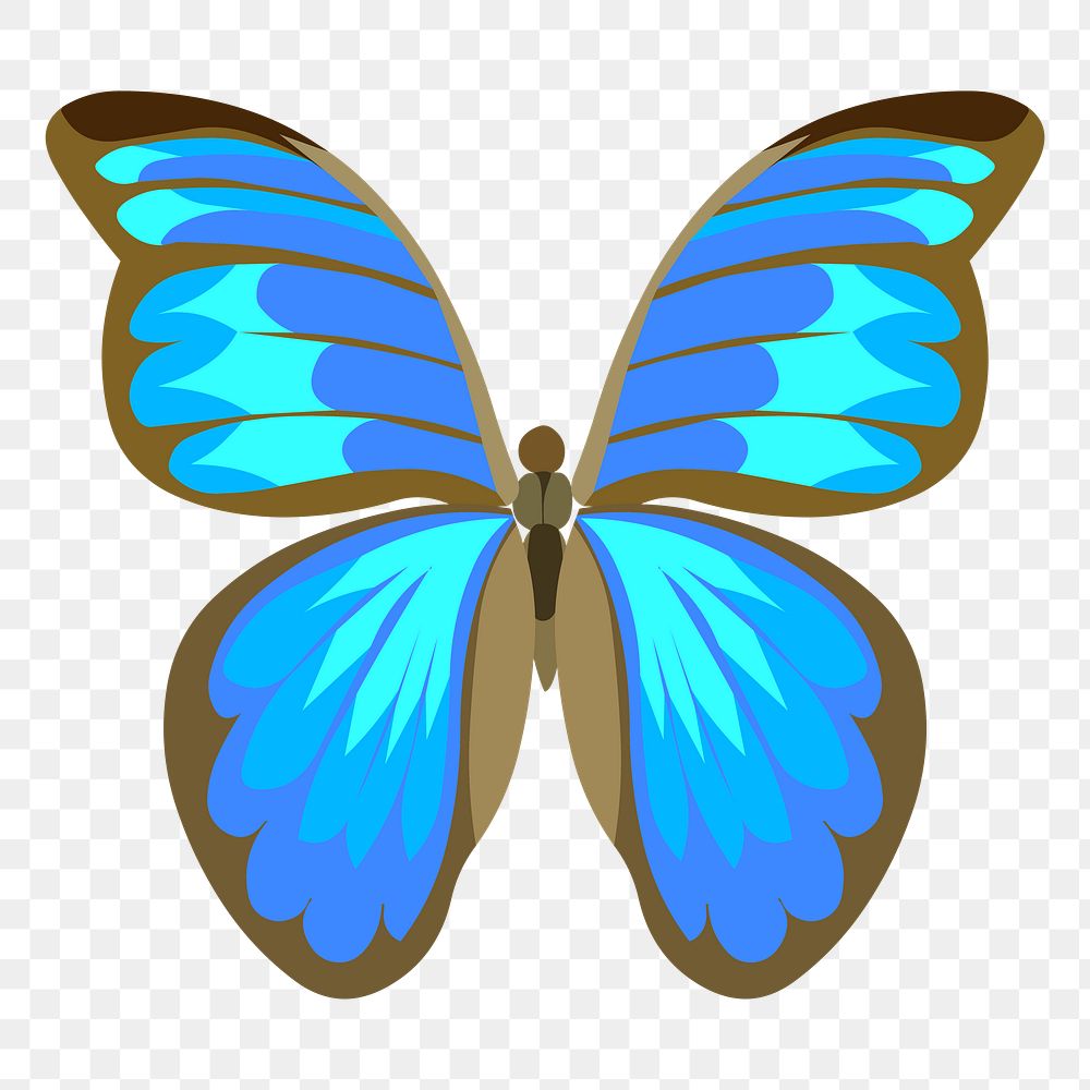 PNG blue butterfly, animal sticker, Glitch game illustration, transparent background. Free public domain CC0 image.