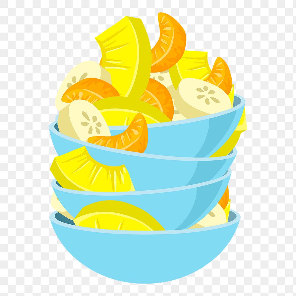 PNG fruit salad bowl, food sticker, Glitch game illustration, transparent background. Free public domain CC0 image.