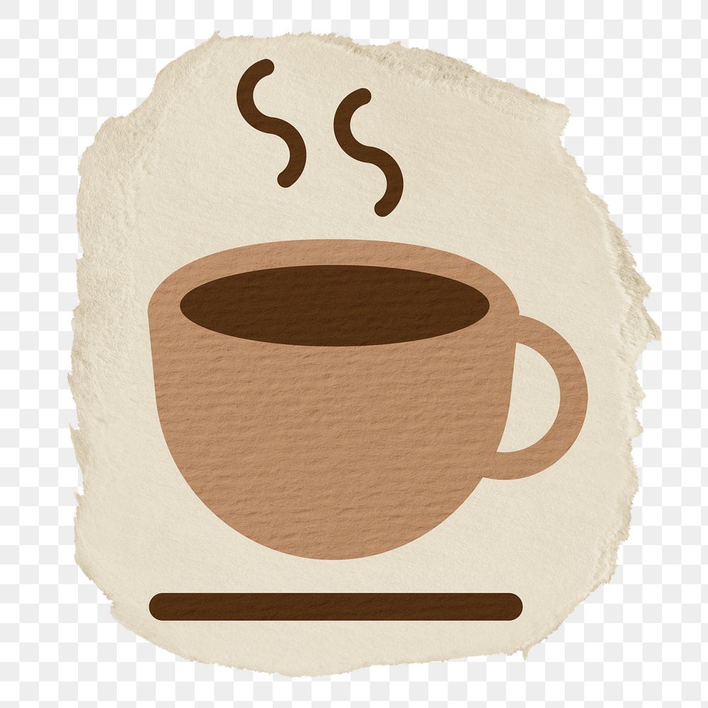 Coffee cup png sticker, ripped paper, transparent background