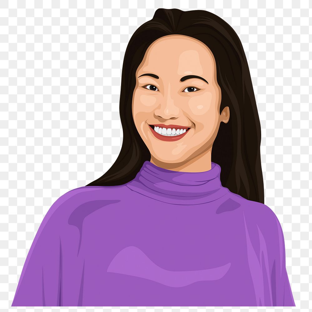 PNG asian woman sticker, isolated character in transparent background
