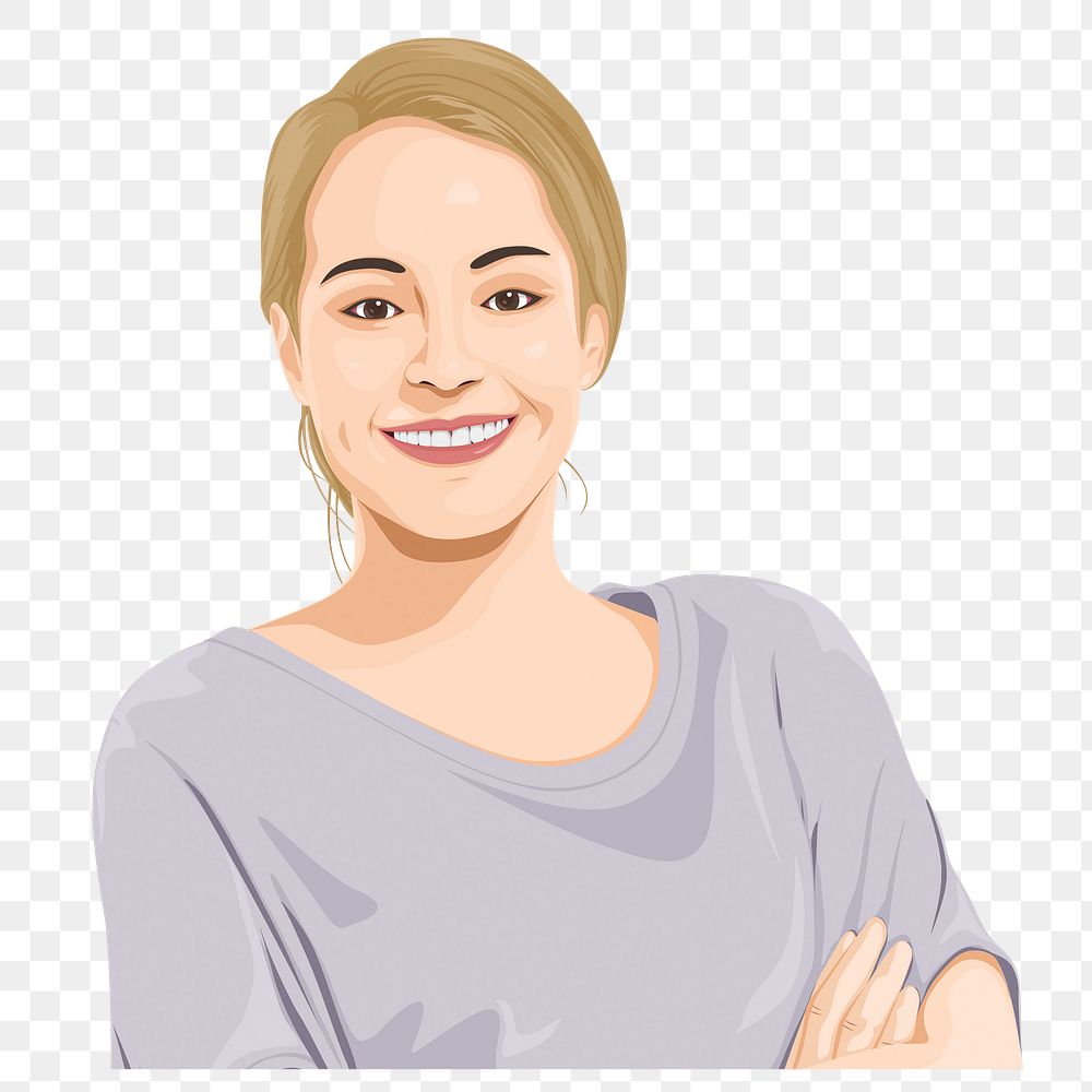 Smiling woman png sticker, character portrait in transparent background