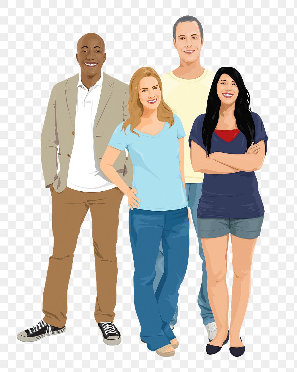 People png sticker, standing characters in transparent background