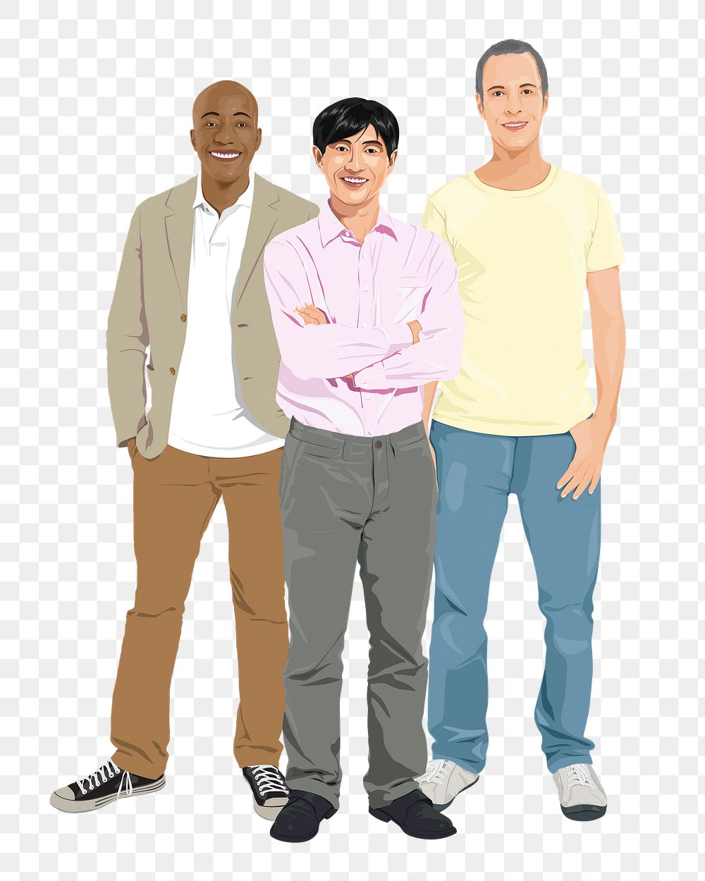 Men png sticker, standing characters in transparent background