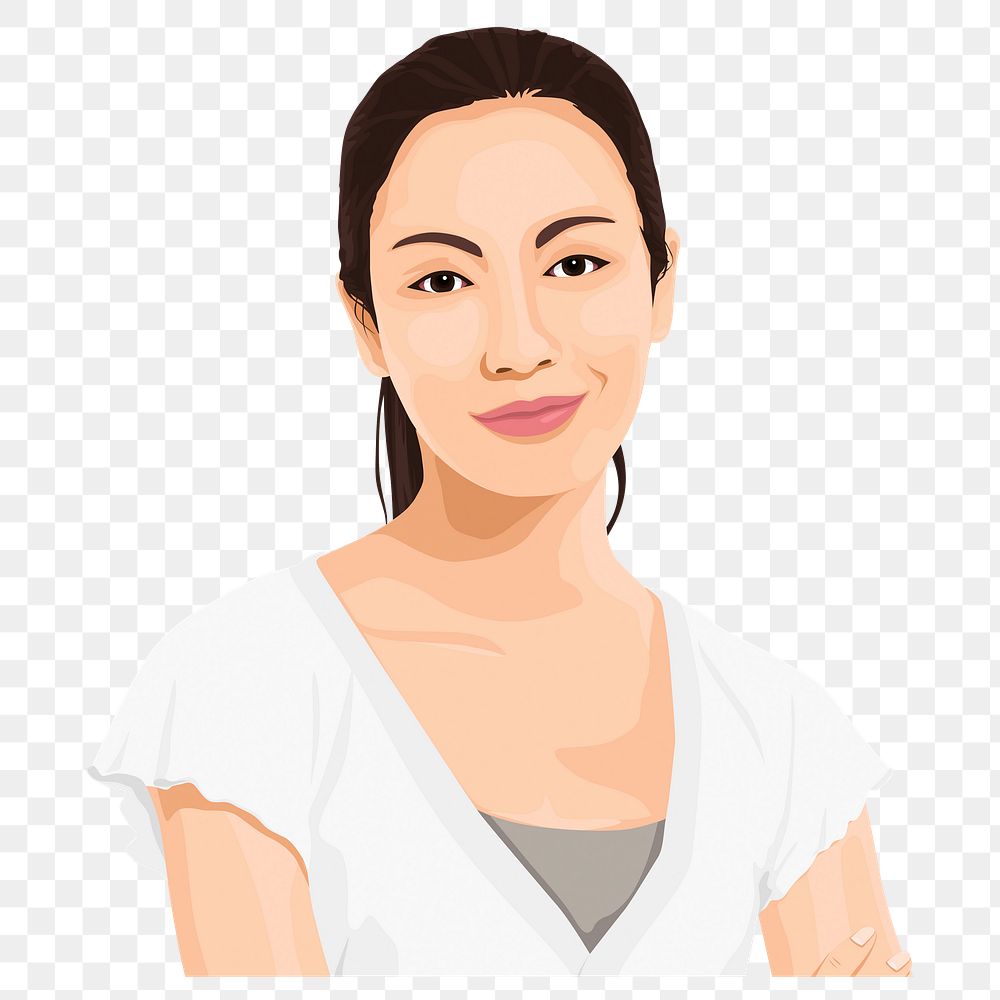 PNG asian woman sticker, character portrait in transparent background