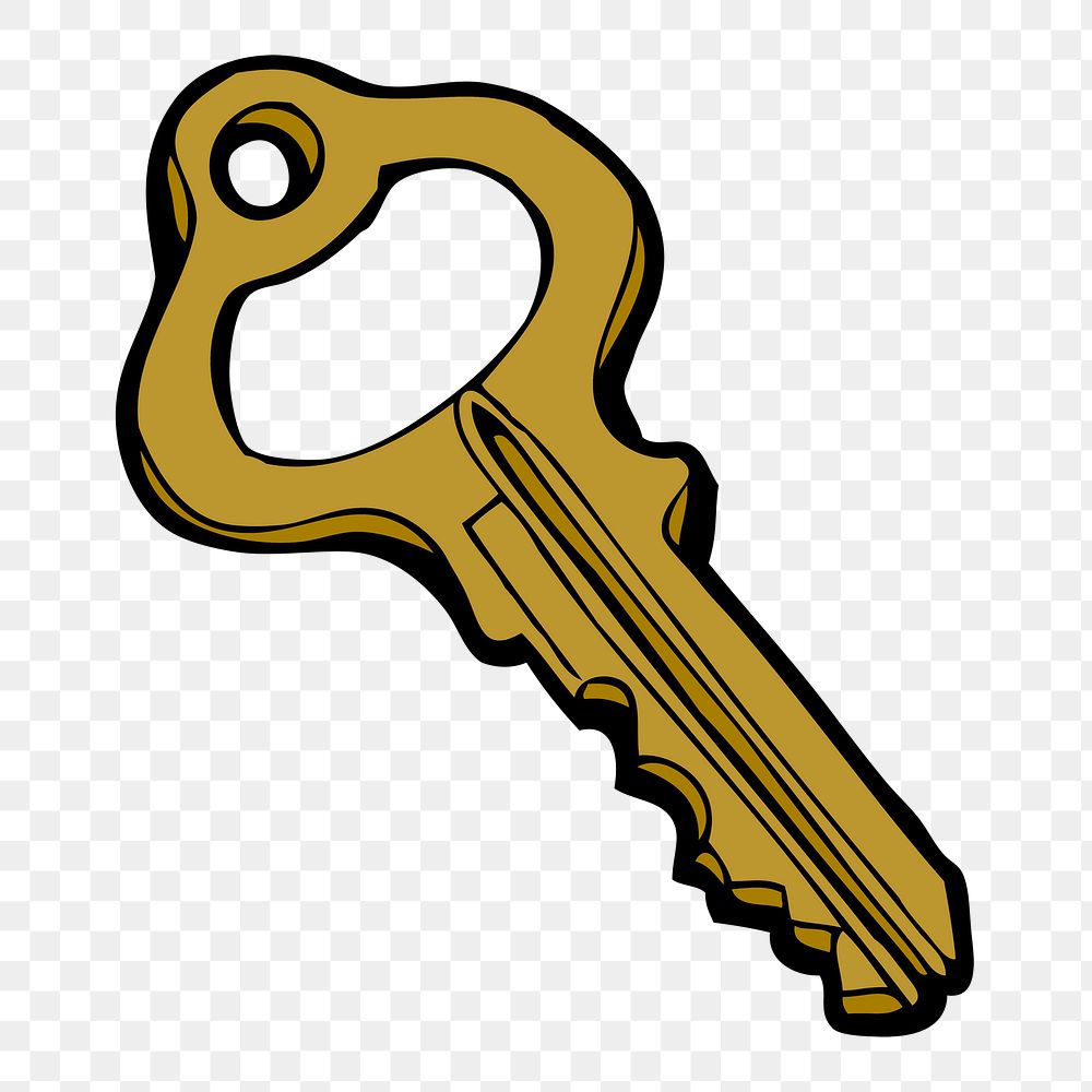 Gold key png sticker, transparent background. Free public domain CC0 image.