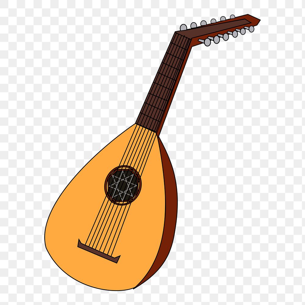 Lute, musical instrument png sticker, transparent background. Free public domain CC0 image.