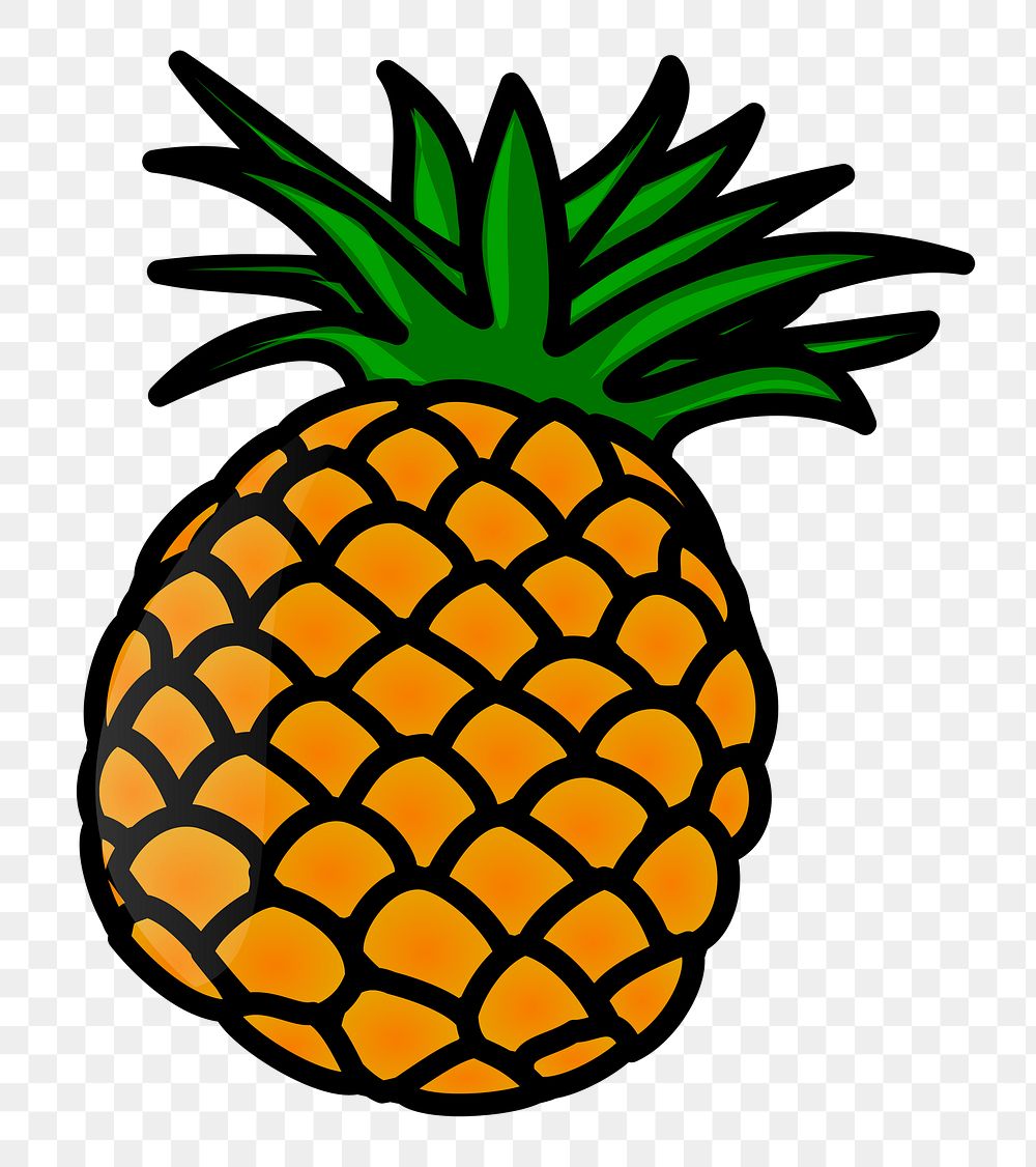 Pineapple fruit png sticker, transparent background. Free public domain CC0 image.