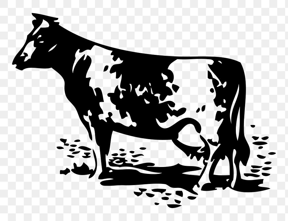 Cow, farm animal png sticker, transparent background. Free public domain CC0 image.