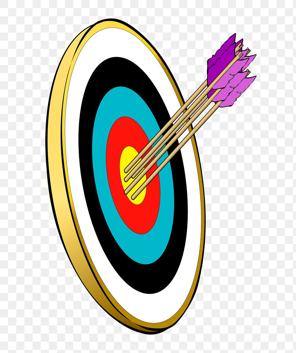 Arrow, dartboard png sticker, transparent background. Free public domain CC0 image.