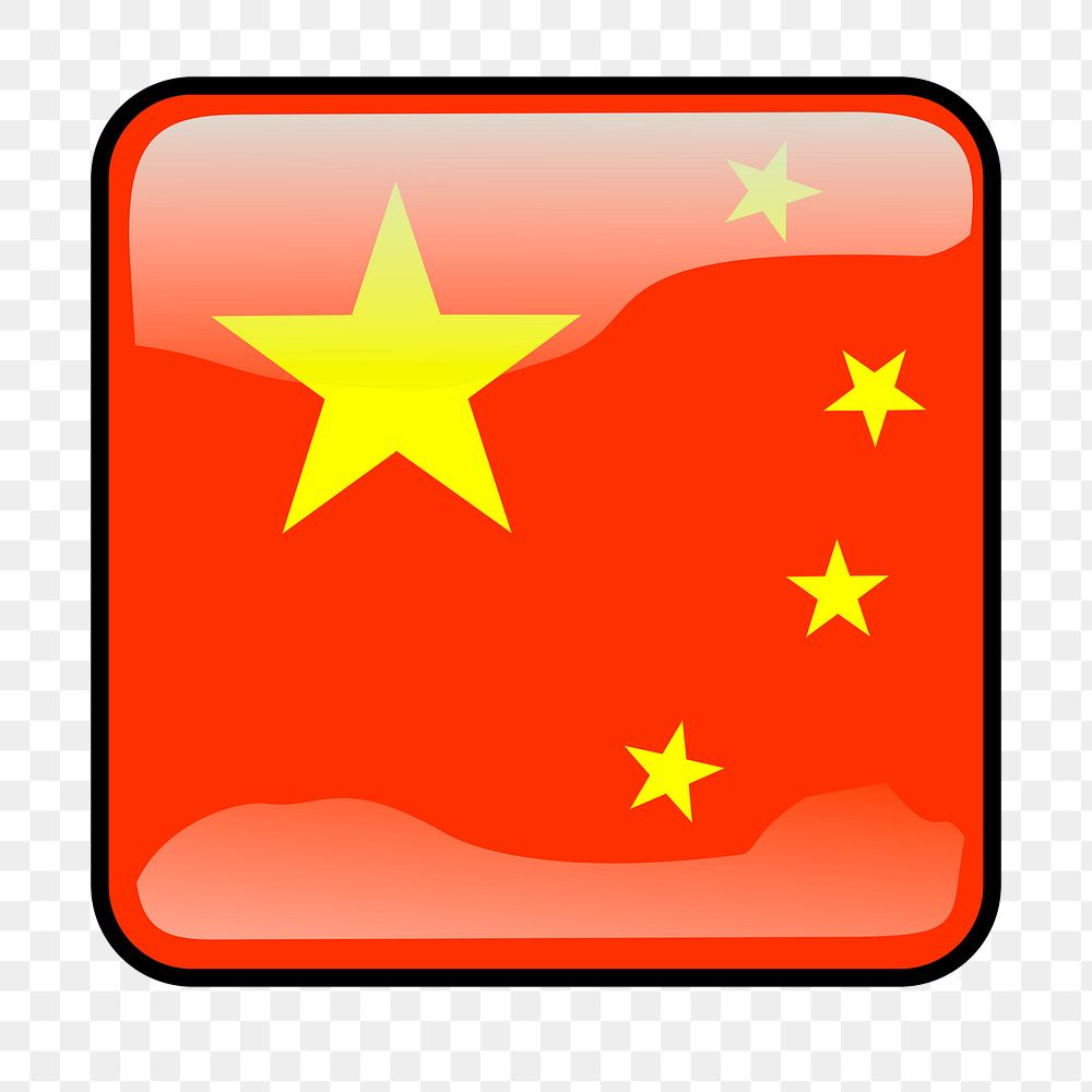 Chinese flag icon png sticker, transparent background. Free public domain CC0 image.