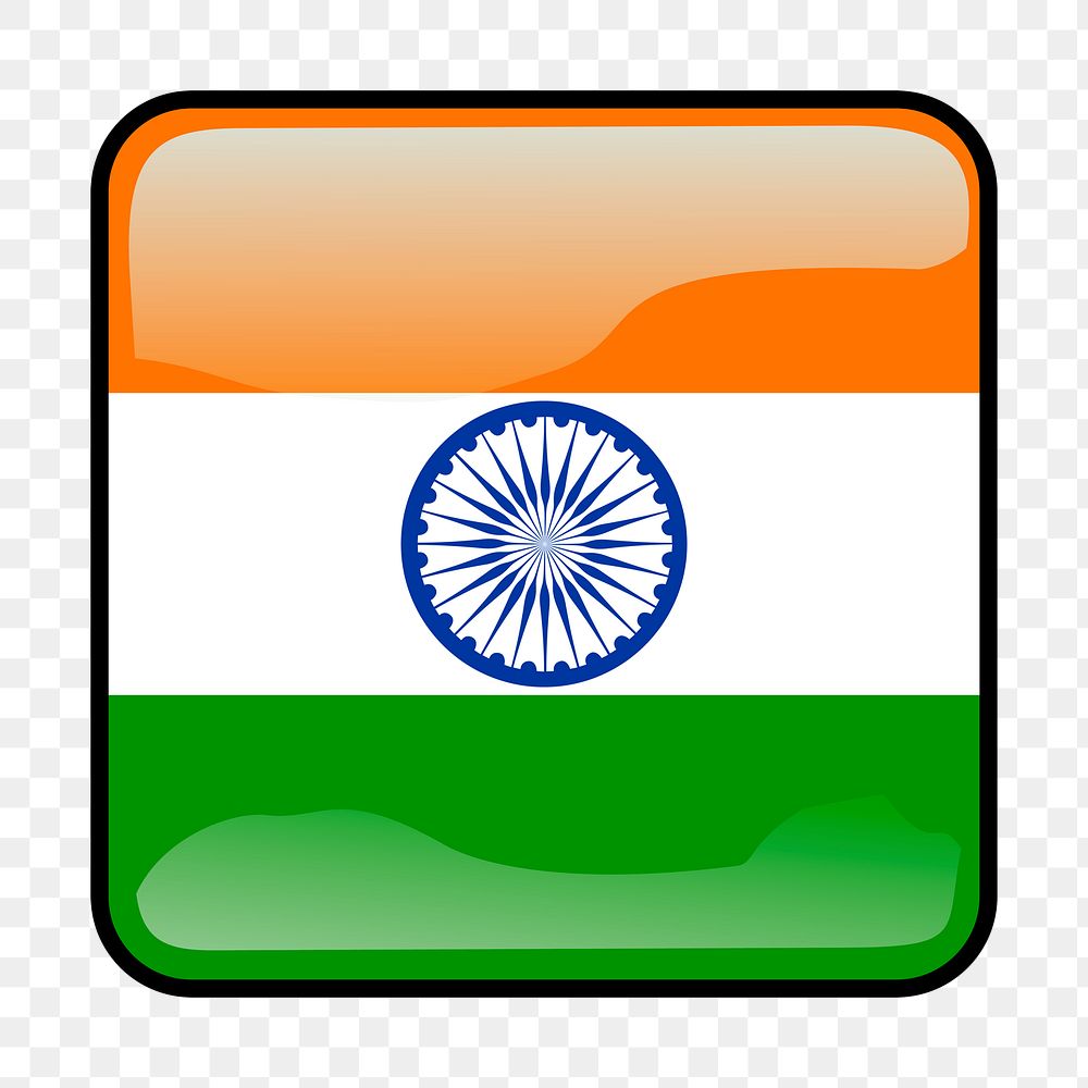Indian flag icon png sticker, transparent background. Free public domain CC0 image.