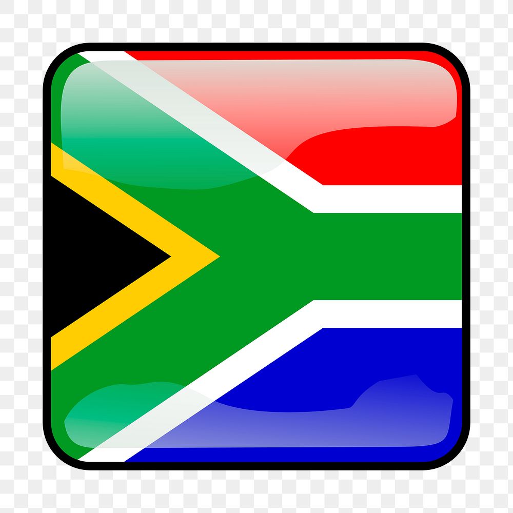 South African flag icon png sticker, transparent background. Free public domain CC0 image.