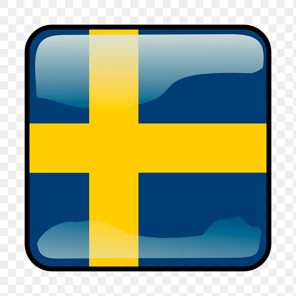 Swedish flag icon png sticker, transparent background. Free public domain CC0 image.