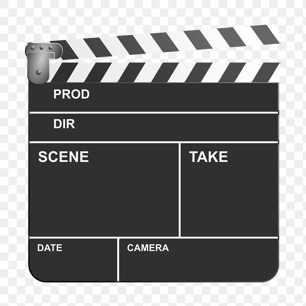 Film slate png sticker, transparent background. Free public domain CC0 image.