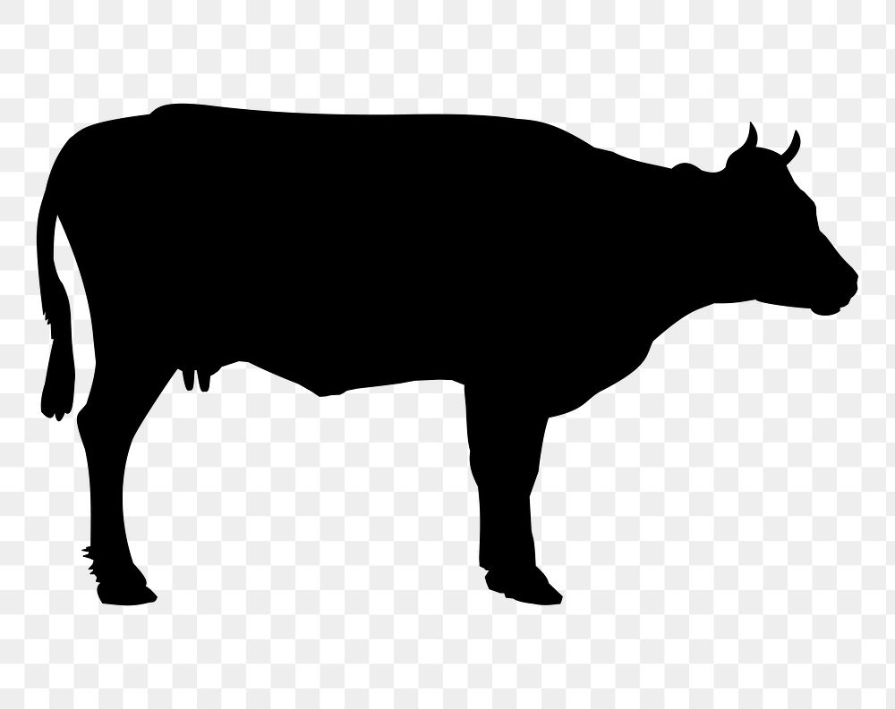 Cow silhouette png sticker, transparent background. Free public domain CC0 image.