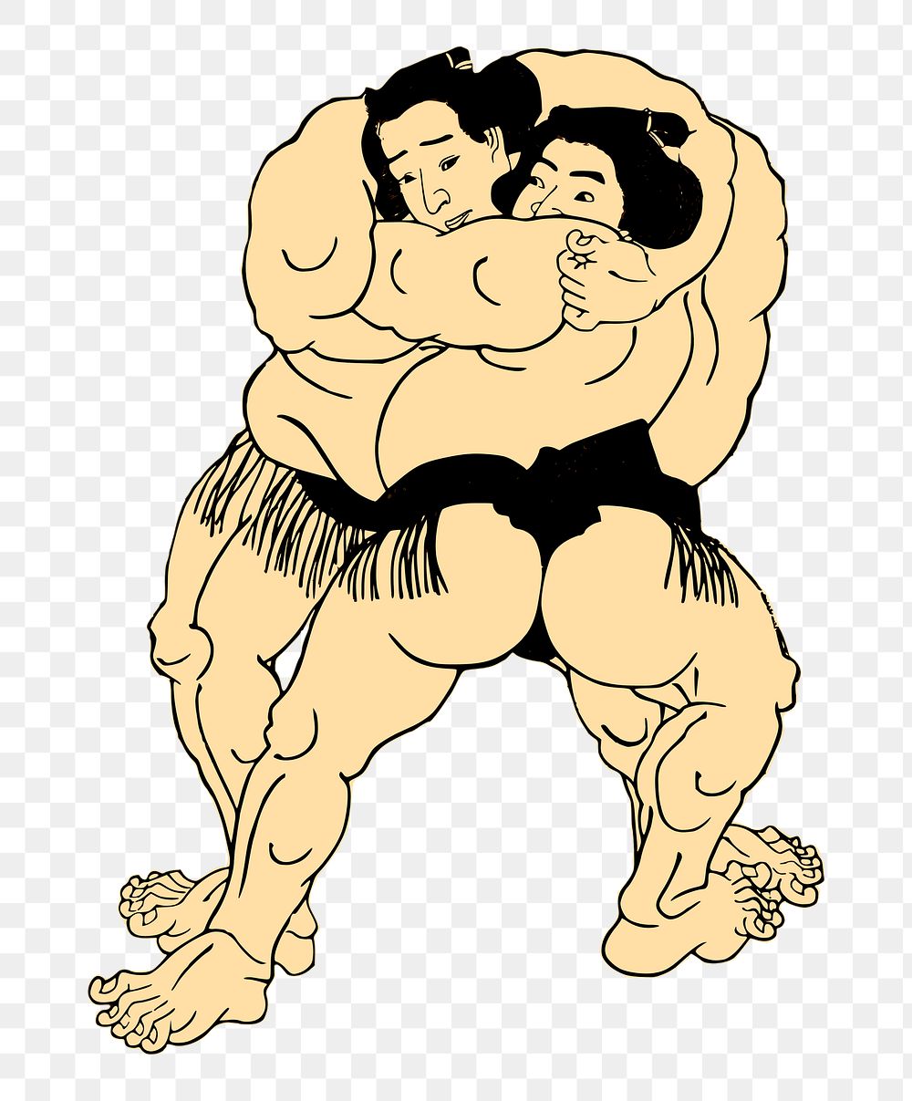 Japanese wrestling png sticker, transparent background. Free public domain CC0 image.