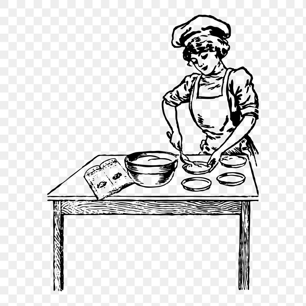 Cooking woman png sticker, transparent background. Free public domain CC0 image.