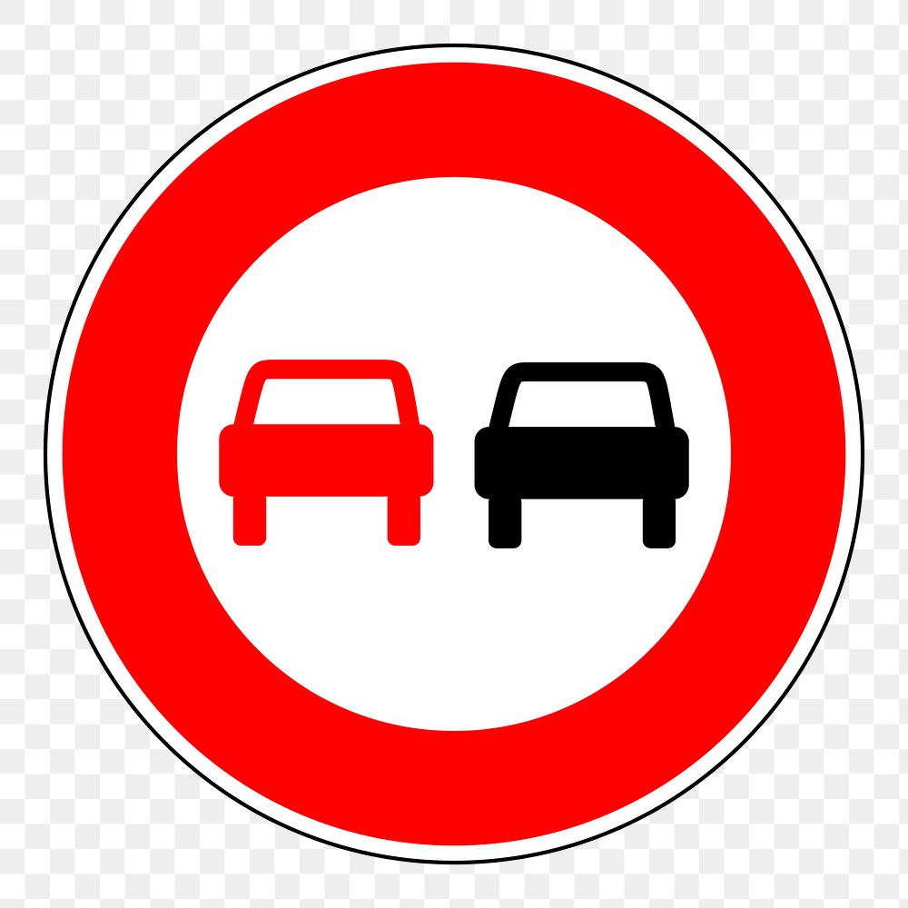 Overtaking restriction sign png sticker, transparent background. Free public domain CC0 image.